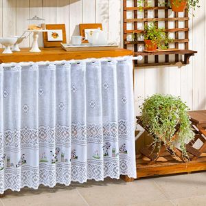 Cortina de Renda para Cozinha Valência Interlar 200x80cm Vaquinhas