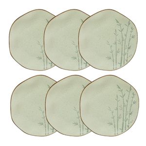 Conjunto 6 Pratos Raso 27,5 cm Ryo Bambu Porcelana Oxford