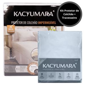 Kit Protetor de Colchão e Travesseiro Impermeável Solteirão Kacyumara 100% Algodão