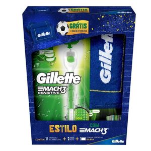 Kit Aparelho De Barbear Gillette Mach3 + Carga Sensitive C/2 + Toalha Grátis