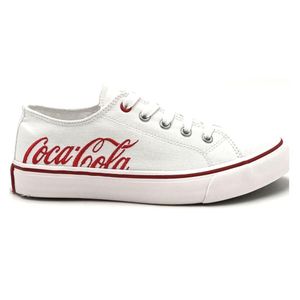 Tenis Coca-Cola Feminino Wooster Canvas Cc2452 Branco/Vermelho