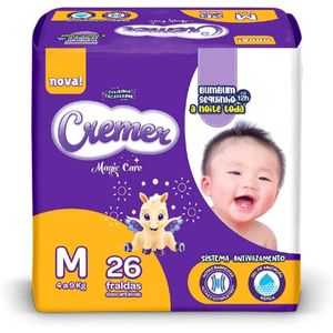 Fralda Cremer Magic Care Jumbo Média Com 26 Unidades