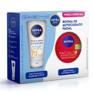 Kit Nivea Facial Protetor Solar Fps70 40ml + Creme Antissinais 100g