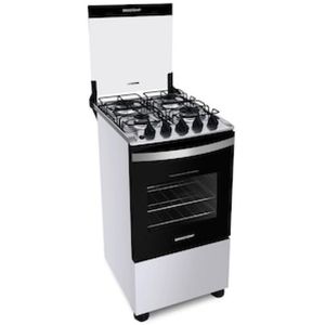 Fogão Brastemp 4 Bocas BFO4NBB Clean com Mesa de Inox, 2 Prateleiras Ajustáveis e Acendimento automático Bivolt  Branco