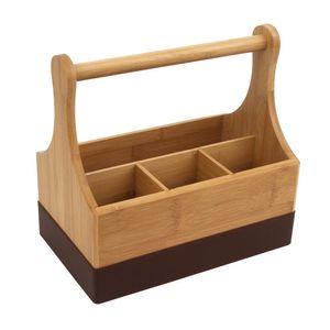 Porta Talher Bambu Couro 26cm - A\CASA