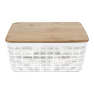 Caixa Organizadora com Tampa Bambu Branco 10cm - A\CASA