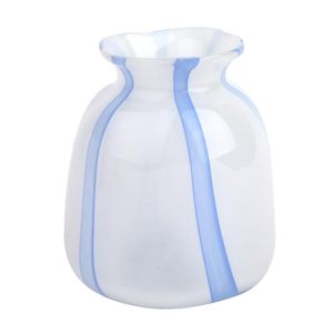 Vaso Decorativo Vidro Branco e Azul 15cm - A\CASA Vaso Decorativo Vidro Branco e Azul- A\CASA