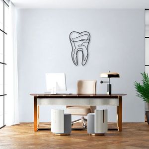 Quadro Escultura de Parede Dente One Line 80x48 Preta