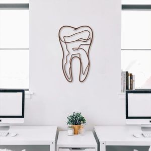 Quadro Escultura de Parede Dente One Line 120x72 Marrom