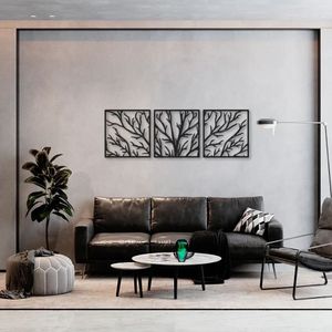 Quadro Escultura de Parede Galhos de Árvore 30x88 Preta