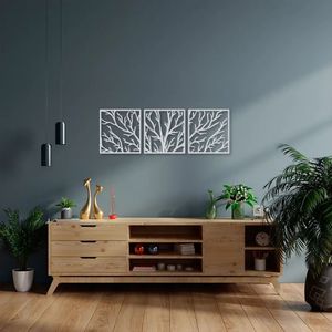 Quadro Escultura de Parede Galhos de Árvore 60x176 Cinza