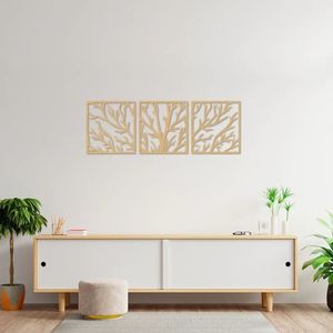 Quadro Escultura de Parede Galhos de Árvore 43x132 Areia