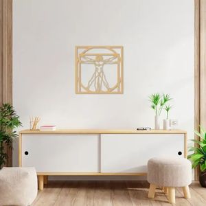 Esultura de Parede Homem Vitruviano 80x80 Areia