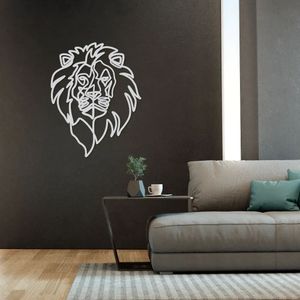 Quadro Escultura de Parede Cabeça de Leão 120x90 Cinza