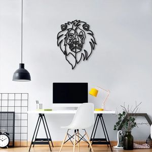 Quadro Escultura de Parede Cabeça de Leão 150x118 Preta