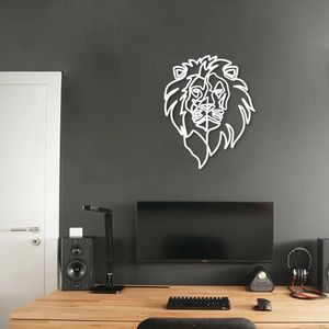 Quadro Escultura de Parede Cabeça de Leão 150x118 Branca