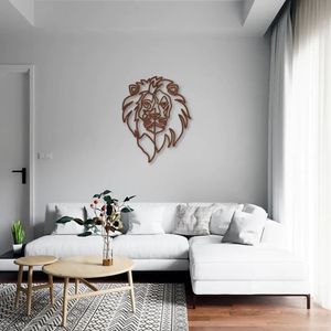 Quadro Escultura de Parede Cabeça de Leão 60x47 Marrom