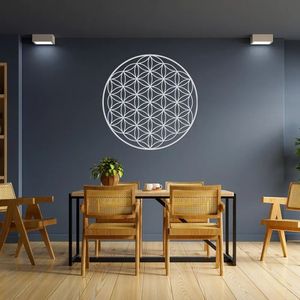 Escultura de Parede Mandala Flor da Vida 90x90 Cinza