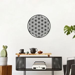 Escultura de Parede Mandala Flor da Vida 120x120 Preta