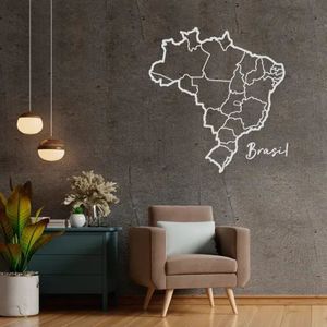 Escultura Parede Mapa do Brasil 120x115 Cinza