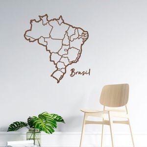 Escultura Parede Mapa do Brasil 150x144 Marrom