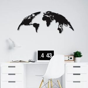 Escultura de Parede Mapa Mundi Globo 80x30 Preta