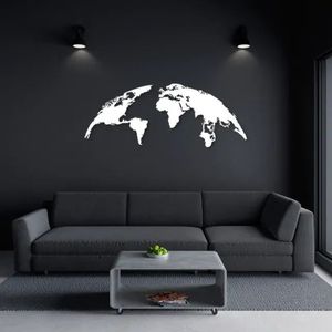 Escultura Parede Mapa Mundi Globo 250x98 Branca