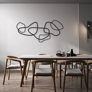Escultura de Parede Orgânica Horizontal 60x28 Preta
