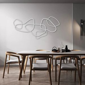 Escultura Parede Orgânica Horizontal 200x95 Cinza