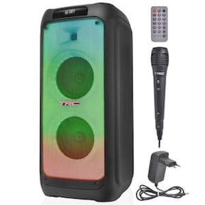 Caixa de Som Amplificada TRC X1500 com Bluetooth, Rádio FM, Função Karaokê e Iluminação de LED  1500W