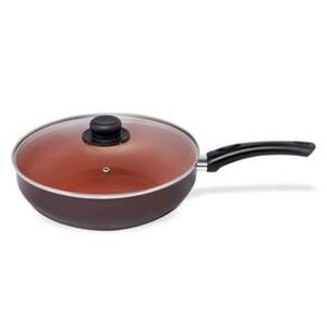 Frigideira Wok Multiflon Terracota com Revestimento Ultra 7 Marrom com Tampa - 28 cm