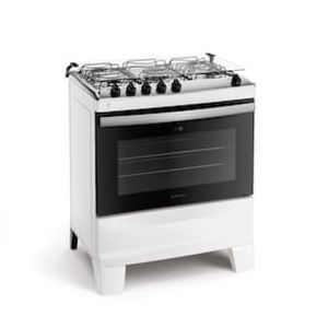 Fogão Atlas 5 Bocas Agile Up com Mesa de Inox, Grade Dupla no Forno e Acendimento automático Bivolt  Branco