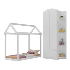 Quarto Infantil com Cama Montessoriana e Guarda-Roupas João e Maria Multimóveis MX4271