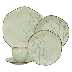 Jogo de Jantar 20 Peças Ryo Chá Bambu Porcelana Oxford