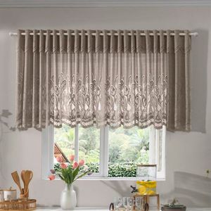 Cortina de Renda com Bandô para Cozinha Clássica Tulipinhas Interlar 200x80x20cm Desert