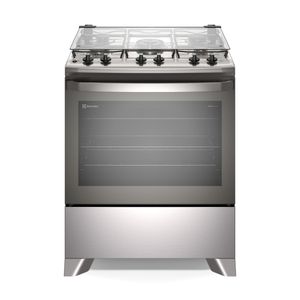 Fogão 5 bocas Electrolux Cinza Efficient com Mesa Inox, PerfectCook e VaporBake (FE5IC)