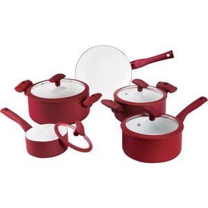 Conjunto de Panela 5 Peças Soft Touch Vermelho Hercules