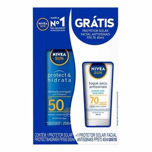 Kit Protetor Solar Nivea Corporal Fps50 200ml + Facial Toque Seco Fps70 40ml