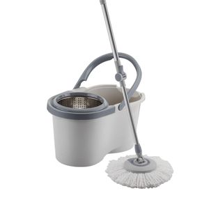 Mop Giratório Menalux com Cesto Inox e Refil Extra de Microfibra