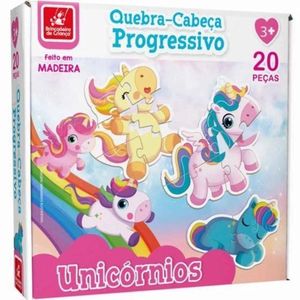 Quebra Cabeça Progressivo Unicórnios - Brincadeira de Criança