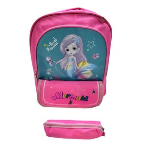 Mochila Infantil c/Estojo Dino/Sereia - Rosa - Quanhe
