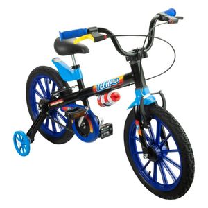 Bicicleta Aro 16 Tech Boys 6 com Rodinhas Azul/Preta- Nathor