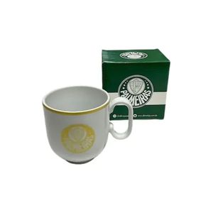 Caneca Porcelana Palmeiras 350ml Cor Branca - Allmix