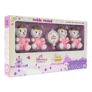 Móbile de Pelúcia Musical Para Berço Princesa Urso - Unik