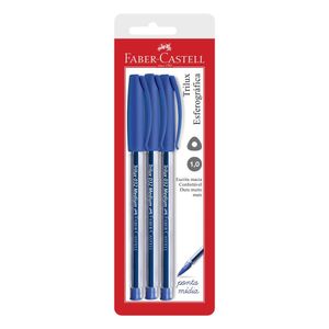 Caneta Esferográfica Trilux Média 3 un. Azul - Faber-Castell