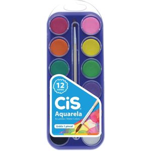 Estojo de Tinta Aquarela 12 Cores + Pincel - Cis