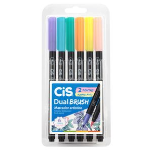 Marcador Artistico Dual Brush Pastel c/ 6 - Cis