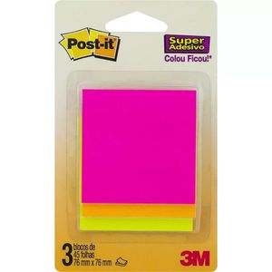 Post-it Cascata 3 Blocos de 45 Folhas 76mm x 76mm - 3M