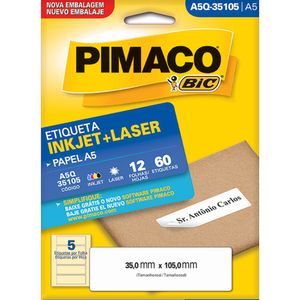 Etiqueta A5 Inkjet Laser A5Q35105 - Pimaco