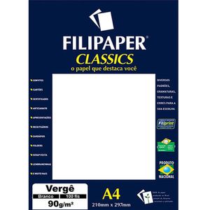 Papel Vergê A4 90g Branco com 100 Folhas - Filiperson